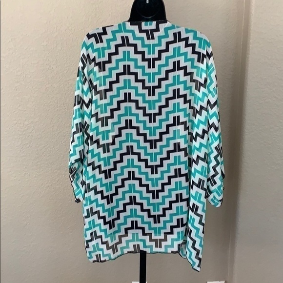 𝅺KAII Chevron Kimono Cardigan Swim Cover Up Duster - Picture 3 of 8